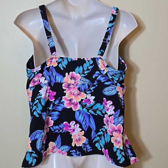 Lands End Women's Tankini Swim Top‎ Size 24W Floral Twist Front Underwire - Picture 8 of 16